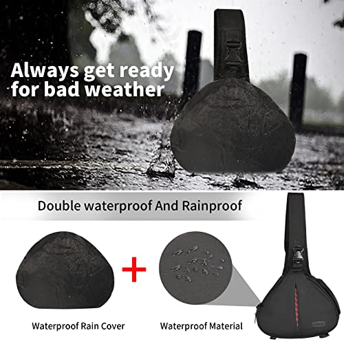 Camera Bag Sling Shoulder Bag Camera Case Waterproof with Rain Cover Tripod Holder