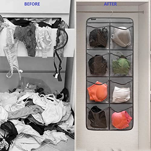 Dual Sided Hanging Closet Organizer for Socks Underwear Bra Kids Storage Organizer for Baby Clothes Toddler Shoes with 26 Pockets