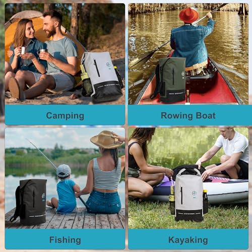 Waterproof Dry Bag 30L Boating Backpack for Travel Hiking Camping Bags for Kayaking Hiking Waterproof Bags Swimming Floating Submersible Dry Bag Green