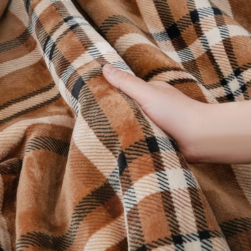 Sherpa Fleece Throw Blanket 80" x 90" Reversible Plush Fluffy Large Big Blanket Lattice Flannel Blankets for All Season Use