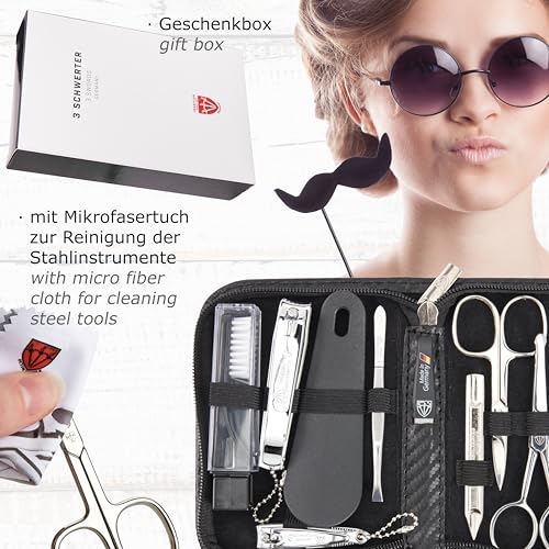 brand quality 10 piece manicure pedicure grooming kit set fashion leather case in gift box