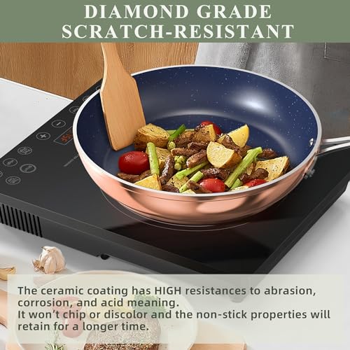 9pc Cookware Set Healthy Duralon Blue Ceramic Nonstick Coated