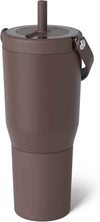 BrüMate Resa 35oz 100% Leakproof Tumbler w/Handle & Straw | Flexible SoftSip Straw | Silicone Sleeve for Durability | Stainless Steel | Cup Holder & Travel Friendly Water Bottle (Java)