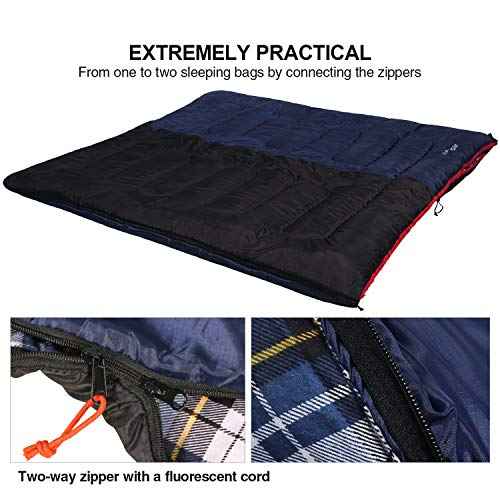 Cotton Flannel Sleeping Bag for Camping (2 Count)