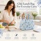 Lunch Bag for Women Cute Corduroy Lunch Tote Bags with Shoulder Strap Reusable Insulated Lunch Box Large Capacity Reusable Insulated Cooler for Work Picnic or Travel