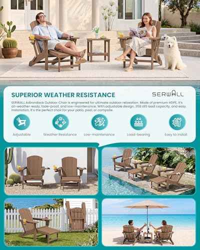HDPE Folding Adjustable Adirondack Chair with Footrest