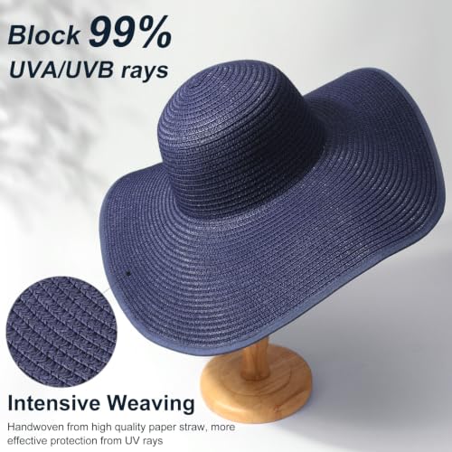 Sun Hats for Women Wide Brim Summer Hat Large Floppy Sun Straw Hat Foldable Packable Beach Hats UPF 50+