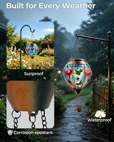 Hummingbird Hot Air Balloon Solar Lantern Hanging Solar Light