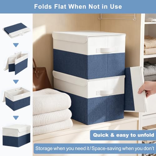 Large 17" 42 Quarts Collapsible Stackable Storage Bins with Lids [3 (3 Count)