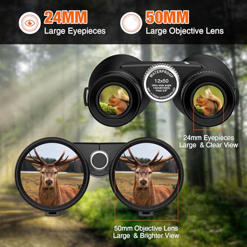 12x50 Binoculars for Adults High Power Premium ED Glass Waterproof