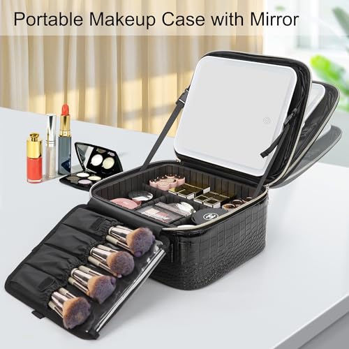 Makeup Train Case With LED Mirror