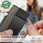 Men Slim Leather Wallet Metal Case Money Clip