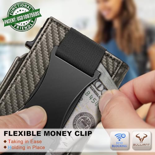 Men Slim Leather Wallet Metal Case Money Clip