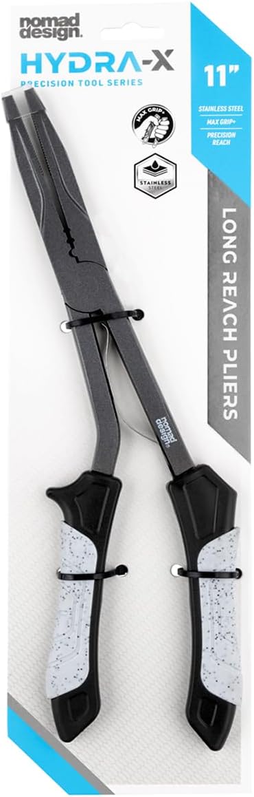 Nomad Design Hydra-X Series 11″ Long-Reach Fishing Pliers – Heavy-Duty Stainless Steel Saltwater De-Hooking Tool with Tungsten Cutters & Non-Stick Coating