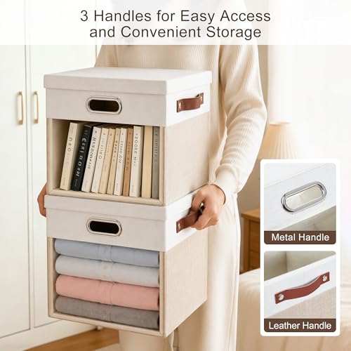 13x13 Inch Ultra Thick Fabric Storage Bins with Lids & Windows (3 Count)