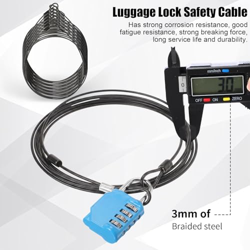 12 Pack Security Cable Luggage Lock with Loops 15 ft 3mm Braided Steel Coated Bike Cable Wire Double Loop Anti Theft Safety for U Lock (12 Count)