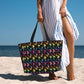Beach Bag for Women Mermaid Print Beach Tote Bag Waterproof Sandproof Large Bags with Zipper Big Capacity for Travel