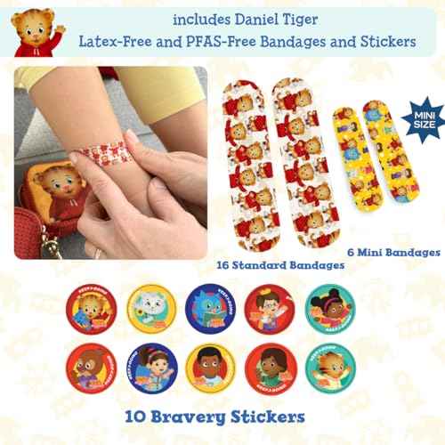 KeepGoing Daniel Tiger’s Small Travel First Aid Kit Kids (60 Count)