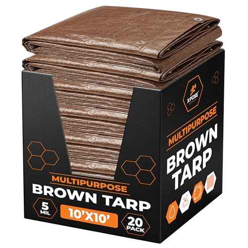 Multipurpose Protective Cover Brown Poly Tarp 10' x 10' (20 Count)