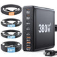 380W USB C Charger Block with 4 USB Cables Dual 100W Charging Station