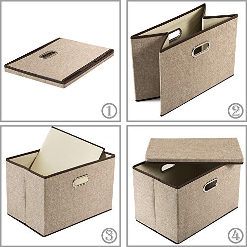 Large Collapsible Storage Baskets with Lids [5 (5 Count)