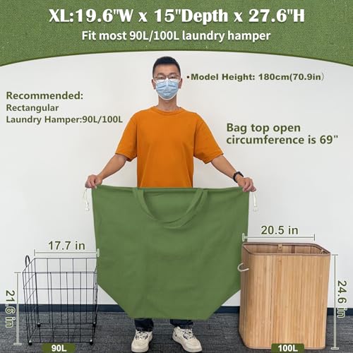 Canvas Laundry Bags with Handles & Rectangular Base