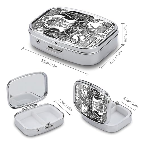 Metal 2 Compartment Pill Organizer Travel Friendly Portable Compact Pill Box Cute Pill Case to Hold Vitamins
