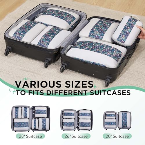 6 Set Compression Packing Cubes for Travel Essentials (6 Count)