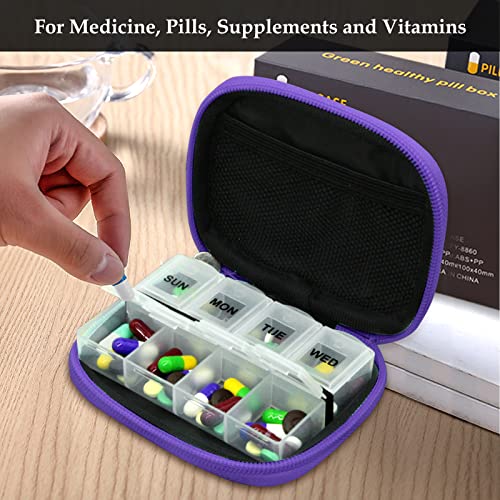 Weekly Travel Pill Organizer Pill Case for Purse with Removable 7 Day Pill Box (2 Count)