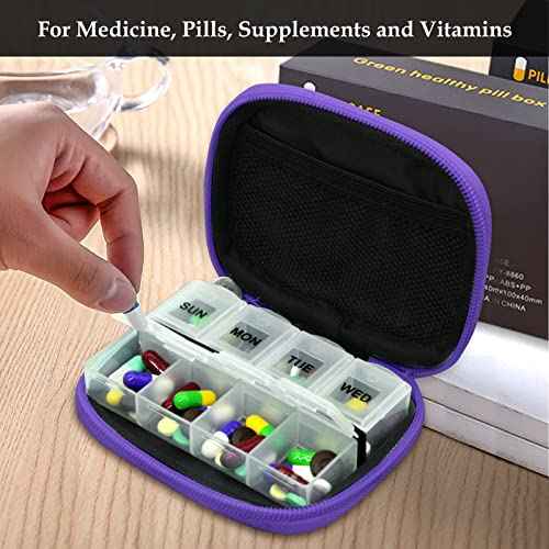 Weekly Travel Pill Organizer Pill Case for Purse with Removable 7 Day Pill Box (2 Count)