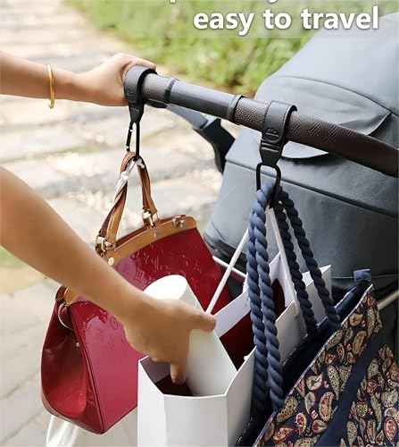Baby Stroller Hooks Bag Hooks for Hanging Diaper Bags Multipurpose Hooks for Grocery Shopping Bags Premium Vegan Leather Pram Straps 2 Pcs (2 Count)