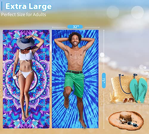 Microfiber Beach Towel with Bag Oversized 71x32 Sand Free 4 Pack (4 Count)