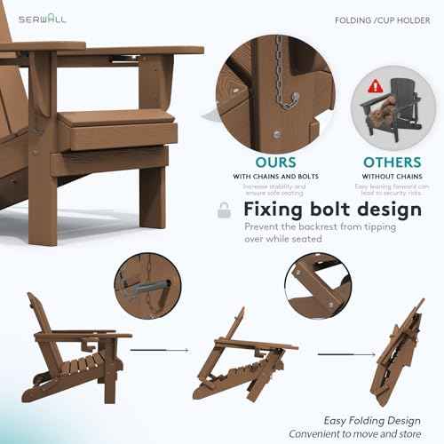 Outdoor Adirondack Chairs with 2 Cup Holders