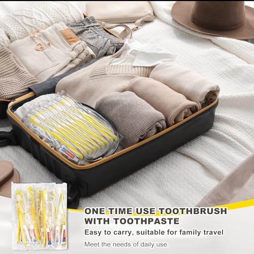 50 pcs Disposable Toothbrushes with Toothpaste and Floss (50 Count)