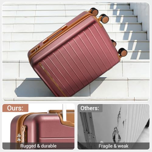 Large Suitcase 28in Expandable ABS+PC 8pcs Silent Wheels Burgundy