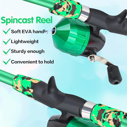 Collapsible Telescopic Fishing Rod and Reel Combo Push Button Small Fishing Pole Kit Beginner Youth Girls Fishing Starter Set Tackle