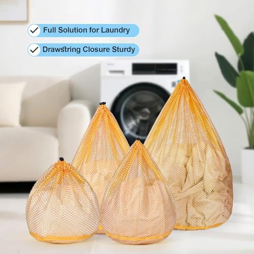 4Pcs Mesh Laundry Bags Washing Machine Mesh Wash Bags for Clothes (4 Count)