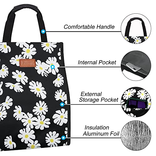 Lunch Bags for Women Insulated Reusable Lunch Tote with Internal Pocket