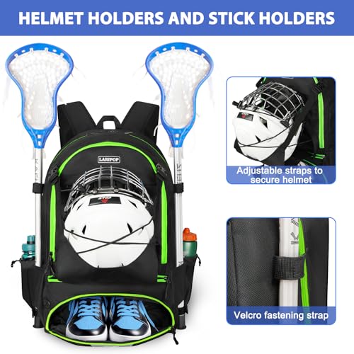 Lacrosse Bag Durable Equipment Backpack with 2 Stick Holders