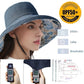 Womens Sun Hats Wide Brim Reversible Bucket Cotton Hat Packable Summer Travel Cap with Hat Clip