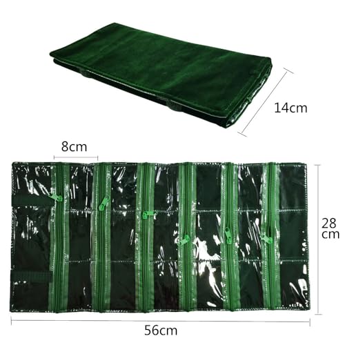 Travel Jewelry Roll Bag Portable Organizer Pouch With Grids&PVC Cover Storage Bags for Necklace