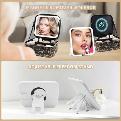 Makeup Bag with Magnetic Detachable LED Mirror