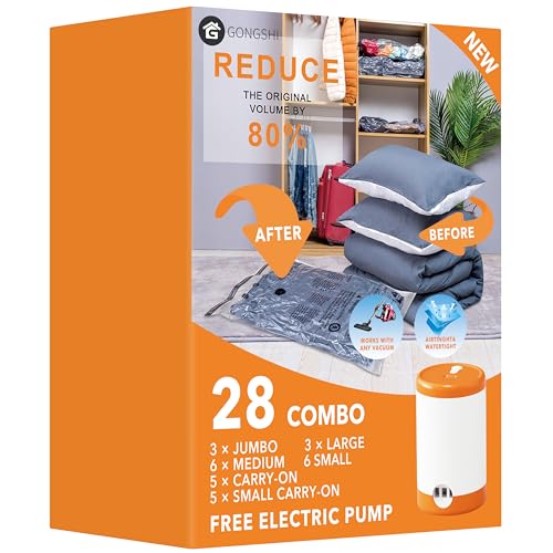 Vacuum Storage Bags with Electric Pump (28 Count)