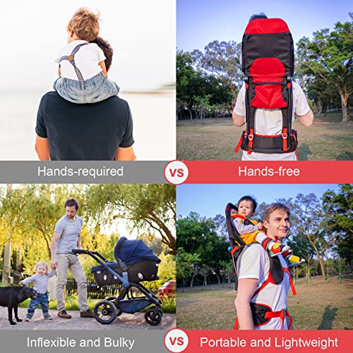 Baby Shoulder Carrier Baby Hiking Backpack Carrier with Rain Cover Sun Shade for Child Safe Backrest and Toddler Ergonomic Seat Holds 40 Pound for Children Between 6 Months