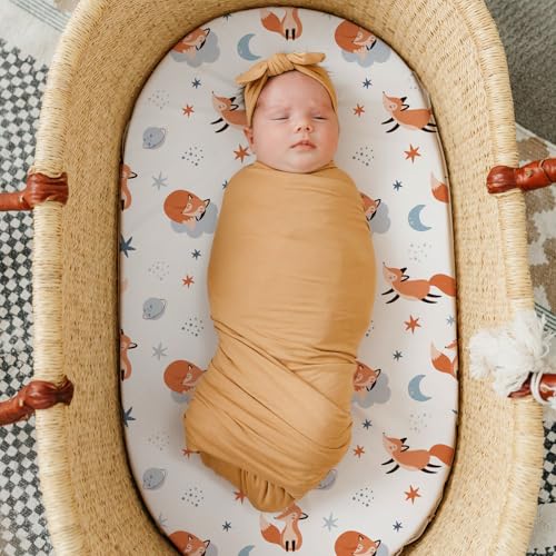 Stretch Fitted Bassinet Sheet Set BROLEX 2 Pack Cradle Sheets for Bassinet Pad (2 Count)