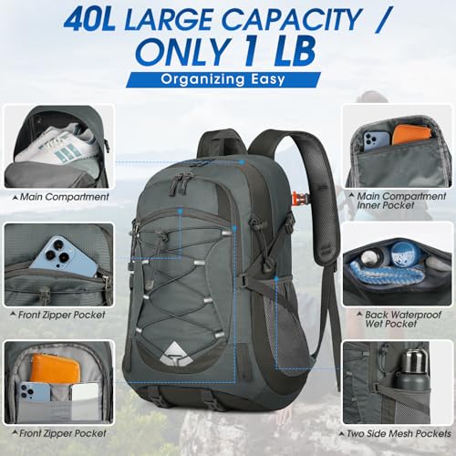 Hiking Backpack 40L Packable Lightweight Camping Daypack Men Women