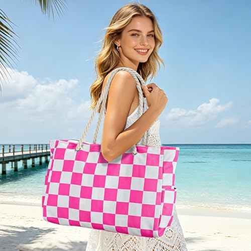Beach Bag Large Beach Tote Bag for Women Waterproof Sandproof Swim Pool Bag With Zipper