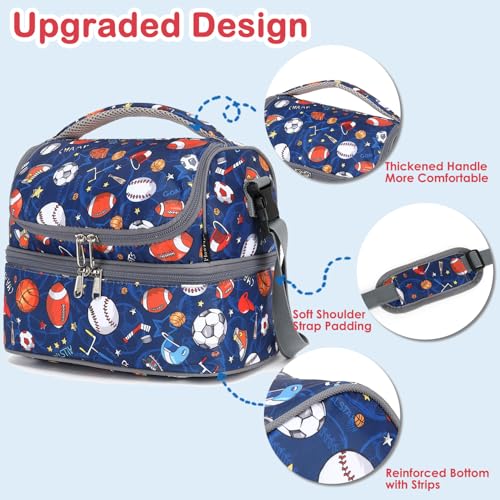 Double Decker Cooler Insulated Lunch Bag Large Tote for Boys
