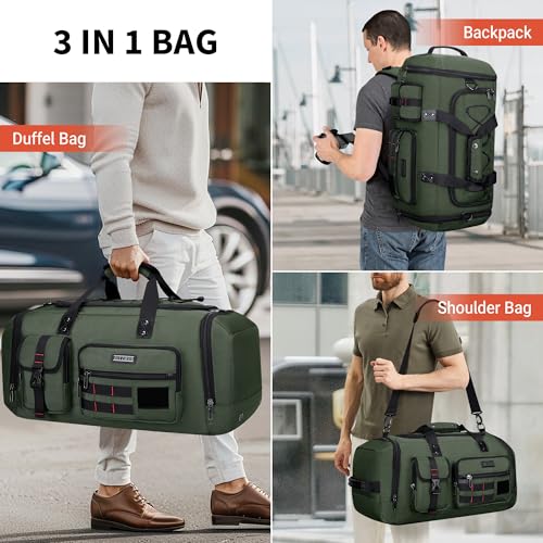 Duffle Bag for Men 3 in 1 Convertible 40L Nylon Gym Travel Backpack