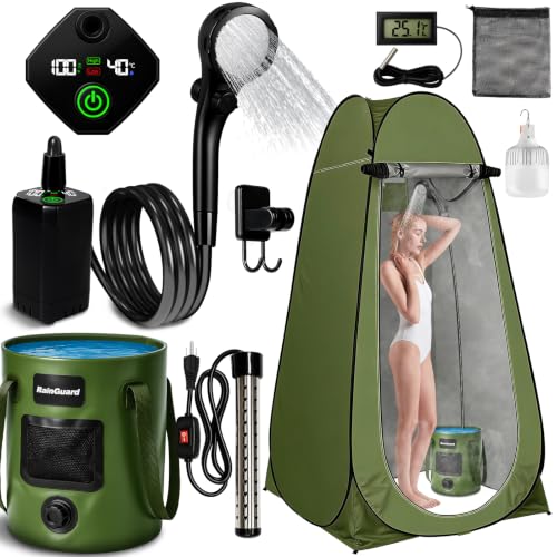 Portable Camping Shower Tent Kit with LED Lights